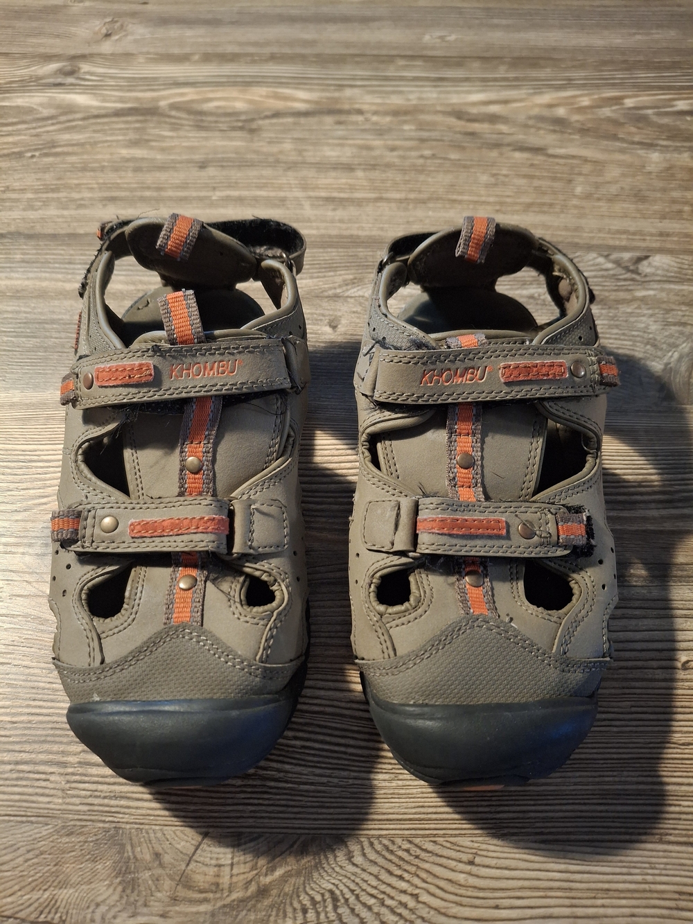 Khombu Olive Green and Orange Kids Closed-Toe Sandals